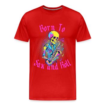 Sax and Roll Funny Saxophone Jazz Design - Men's Premium Organic T-Shirt - red - Front - Damien (186cm)