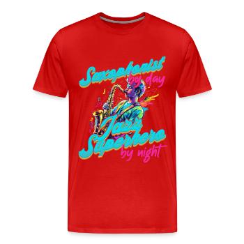 Funny Saxophone Design for Jazz Music Lovers - Men's Premium Organic T-Shirt - red - Front - Damien (186cm)