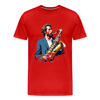 Funny Saxophone Sax Appeal Jazz Music Lover - Men's Premium Organic T-Shirt - red - Front - Damien (186cm)