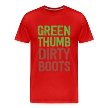 Green Thumb Dirty Boots - Männer Premium Bio T-Shirt - Rot - Vorne - Damien (186cm)