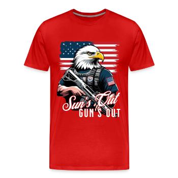 Le soleil est sorti, le est sorti le 4 juillet - T-shirt bio Premium Homme - rouge - Devant - Damien (186cm)