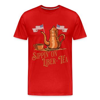 Sippin' On Liber-tea Independence Day Fun - Männer Premium Bio T-Shirt - Rot - Vorne - Damien (186cm)