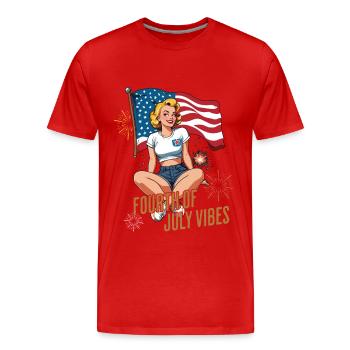 4 juillet Indépendance Sentiment américain - T-shirt bio Premium Homme - rouge - Devant - Damien (186cm)