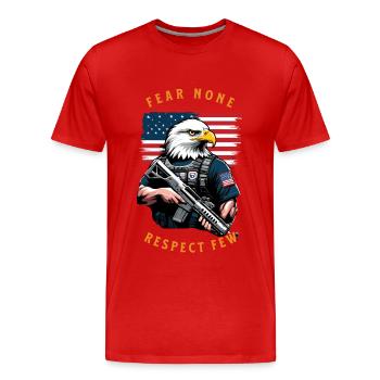 Fürchtet Niemanden, Respektiert Wenige. 4. Juli - Männer Premium Bio T-Shirt - Rot - Vorne - Damien (186cm)
