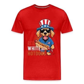 Red White Hotdogs Funny Bbq Pun Retro Vintage - Männer Premium Bio T-Shirt - Rot - Vorne - Damien (186cm)
