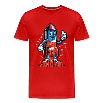 Keep Calm Pun Retro Vintage Design Feiern Sie Den - Männer Premium Bio T-Shirt - Rot - Vorne - Damien (186cm)