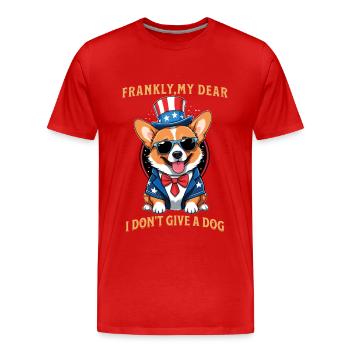Drôle Corgi chien patriotique chien amoureux Design - T-shirt bio Premium Homme - rouge - Devant - Damien (186cm)