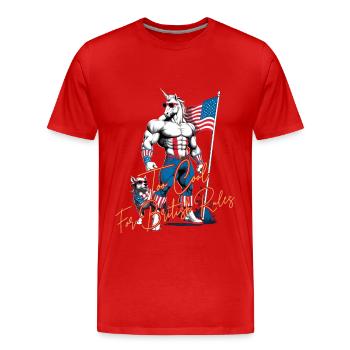 Proud United States Unicorn No British Rules 4th Of July - Men's Premium Organic T-Shirt - red - Front - Damien (186cm)