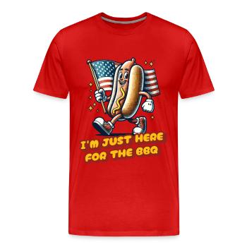 Here For BBQ 4th Of July Memorial Day Independence - Men's Premium Organic T-Shirt - red - Front - Damien (186cm)