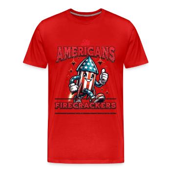 All American Firecrackers Funny Fireworks Design - Men's Premium Organic T-Shirt - red - Front - Damien (186cm)