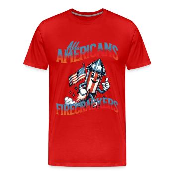 All American Firecrackers 4th Of July Memorial Day - Men's Premium Organic T-Shirt - red - Front - Damien (186cm)