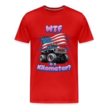 WTF Is Kilometer Lustiger Metrischer Witz - Männer Premium Bio T-Shirt - Rot - Vorne - Damien (186cm)