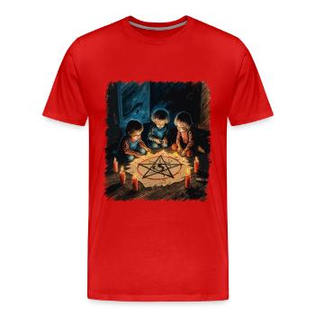 Rétro Vintage Design Occulte Rituels d’invocation - T-shirt bio Premium Homme - rouge - Devant - Damien (186cm)