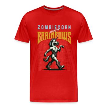 Zombie Unicorn Funny Halloween Saying - Men's Premium Organic T-Shirt - red - Front - Damien (186cm)