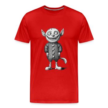 Monstre effrayant Design Tenue de gnome d’Halloween - T-shirt bio Premium Homme - rouge - Devant - Damien (186cm)