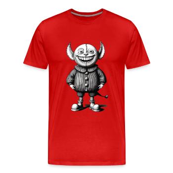 Tenue de gobelin d'Halloween au design de monstre effrayant - T-shirt bio Premium Homme - rouge - Devant - Damien (186cm)