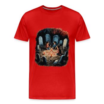 Rituels d’invocation occulte Rétro Vintage Design - T-shirt bio Premium Homme - rouge - Devant - Damien (186cm)