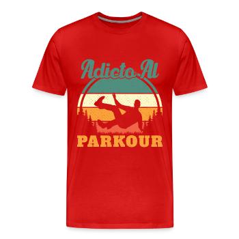 Parkour Junkie Retro Freerun Sport - Men's Premium Organic T-Shirt - red - Front - Damien (186cm)