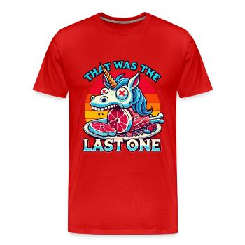 Effrayant licorne amant soif de macabre - T-shirt bio Premium Homme - rouge - Devant - Damien (186cm)