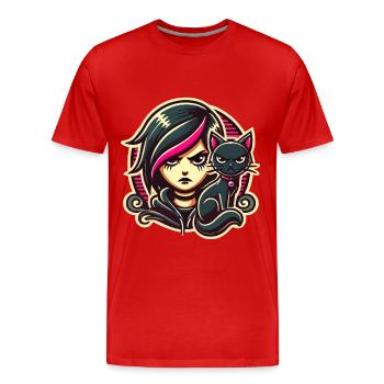 Pastell Goth Style Mürrischer Katzenliebhaber Goth - Männer Premium Bio T-Shirt - Rot - Vorne - Damien (186cm)