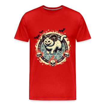 Mignon Lucifer chat drôle chats invocation - T-shirt bio Premium Homme - rouge - Devant - Damien (186cm)