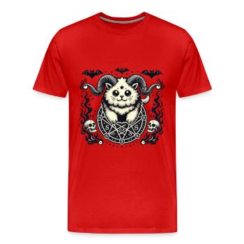Mignon Lucifer chat drôle chats invocation - T-shirt bio Premium Homme - rouge - Devant - Damien (186cm)