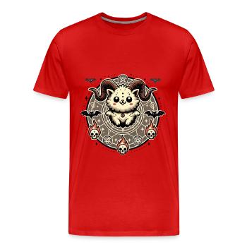 Kawaii Lucifer Chat Drôle Chats Invocation - T-shirt bio Premium Homme - rouge - Devant - Damien (186cm)