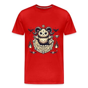 Kawaii Lucifer Chat Drôle Chats Invocation - T-shirt bio Premium Homme - rouge - Devant - Damien (186cm)