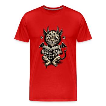 Magische Dämonen Katze Entsetzliche Horror Katze - Männer Premium Bio T-Shirt - Rot - Vorne - Damien (186cm)