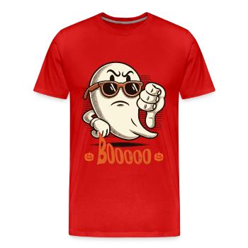 Booing fantôme drôle fantôme Halloween design - T-shirt bio Premium Homme - rouge - Devant - Damien (186cm)