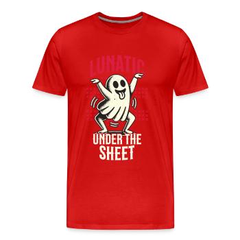 Lunatique sous le drap drôle de conception fantôme - T-shirt bio Premium Homme - rouge - Devant - Damien (186cm)