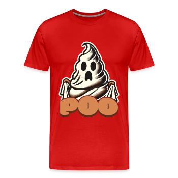 Lustiges Kackhaufen Gespenst Poo Anstatt Boo - Männer Premium Bio T-Shirt - Rot - Vorne - Damien (186cm)