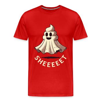 Funny poop pile ghost humorous poop - Men's Premium Organic T-Shirt - red - Front - Damien (186cm)