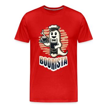 Boorista Funny Coffee Saying Halloween - Men's Premium Organic T-Shirt - red - Front - Damien (186cm)