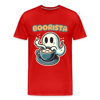 Boorista Funny Coffee Saying Halloween - Men's Premium Organic T-Shirt - red - Front - Damien (186cm)