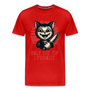 Lustiger Katzen Spruch only The Tip Psycho Katze - Männer Premium Bio T-Shirt - Rot - Vorne - Damien (186cm)