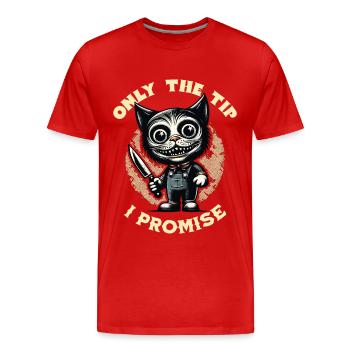 Funny Cat Saying only The Tip Psycho Cat - Men's Premium Organic T-Shirt - red - Front - Damien (186cm)