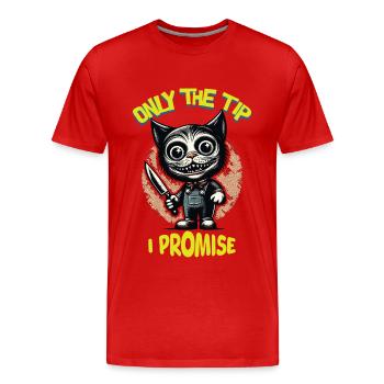 Lustiger Katzen Spruch only The Tip Psycho Katze - Männer Premium Bio T-Shirt - Rot - Vorne - Damien (186cm)