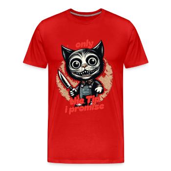 Lustiger Katzen Spruch only The Tip Psycho Katze - Männer Premium Bio T-Shirt - Rot - Vorne - Damien (186cm)