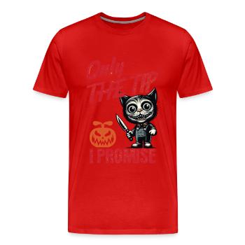 Lustiger Katzen Spruch only The Tip Psycho Katze - Männer Premium Bio T-Shirt - Rot - Vorne - Damien (186cm)