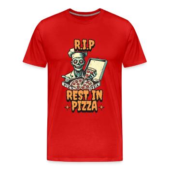 Rest In Pizza Lustiger Pizzaliebhaber Spruch - Männer Premium Bio T-Shirt - Rot - Vorne - Damien (186cm)