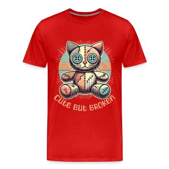 Psychopathe mental Chat mignon mais cassé - T-shirt bio Premium Homme - rouge - Devant - Damien (186cm)