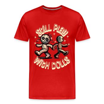 Toujours jouer avec des poupées Poupée vaudou Halloween - T-shirt bio Premium Homme - rouge - Devant - Damien (186cm)
