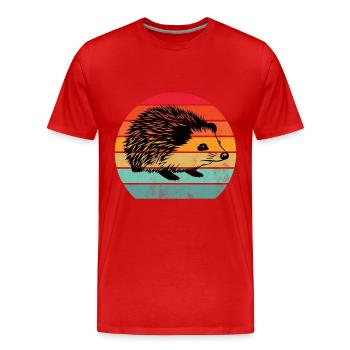 Hérisson rétro vintage - T-shirt bio Premium Homme - rouge - Devant - Damien (186cm)