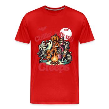 Halloween Spaß Mit Chillin' Creeps - Männer Premium Bio T-Shirt - Rot - Vorne - Damien (186cm)