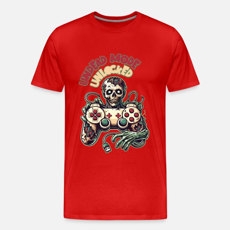 Zombie Gaming Controller Untoter Modus - Männer Premium Bio T-Shirt - Rot
