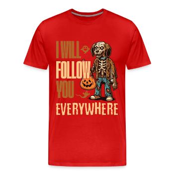 Halloween Gruseliger Hund Begleiter - Männer Premium Bio T-Shirt - Rot - Vorne - Damien (186cm)