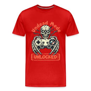 Zombie Gaming Controller Undead Mode Unlocked - Männer Premium Bio T-Shirt - Rot - Vorne - Damien (186cm)