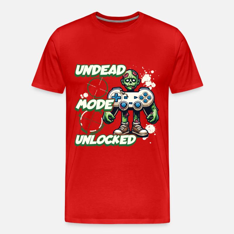 Zombie Gaming Controller: Untoter Modus - Männer Premium Bio T-Shirt - Rot