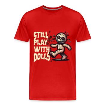 Toujours en train de jouer avec des poupées Poupée vaudou effrayante - T-shirt bio Premium Homme - rouge - Devant - Damien (186cm)